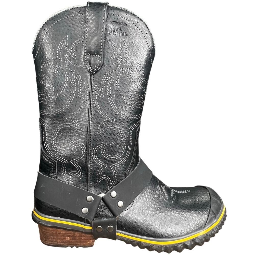 Sorel Women’s Slimwestern Black Waterproof Western Duck Boots Size US 8